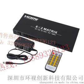 高清视频HDMI矩阵六进二出HDMI6*2MATRIX支持画中画厂家直销